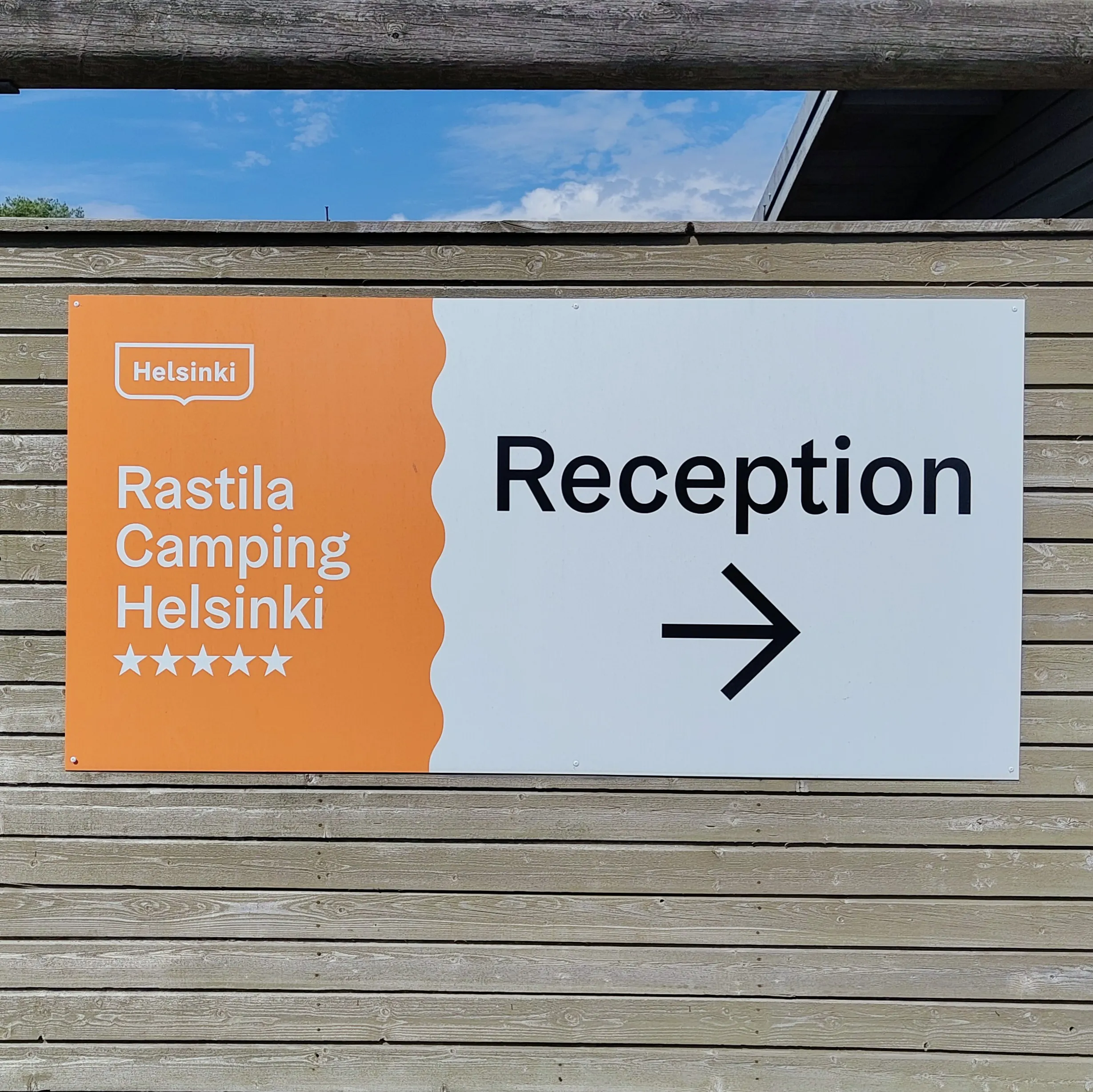 Rastila Camping reception sign